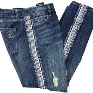 Laurie Felt Classic Girlfriend Denim Sequin Stripe Women's Ankle Jeans sz 6